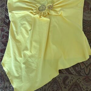 Yellow Asymmetrical Top with Silver Accents tube top size M